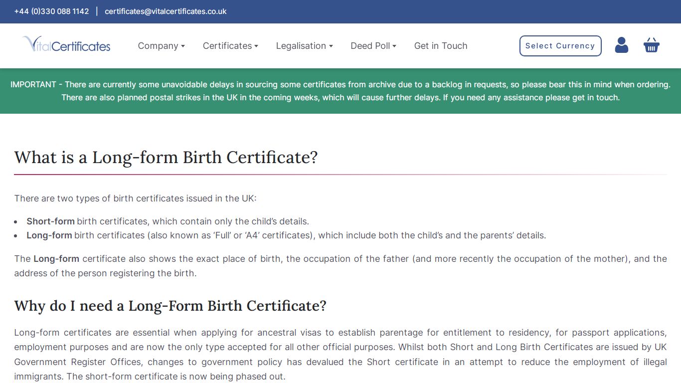 What is a Long-form Birth Certificate? - UK Certificates Online